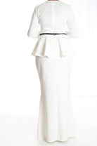 Ivory Long Sleeve Peplum Maxi Dress Kabayare