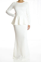 Ivory Long Sleeve Peplum Maxi Dress Kabayare