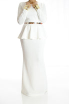 Ivory Long Sleeve Peplum Maxi Dress Kabayare