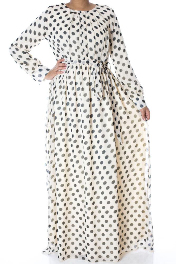 Ivory Polka dot maxi dress Kabayare