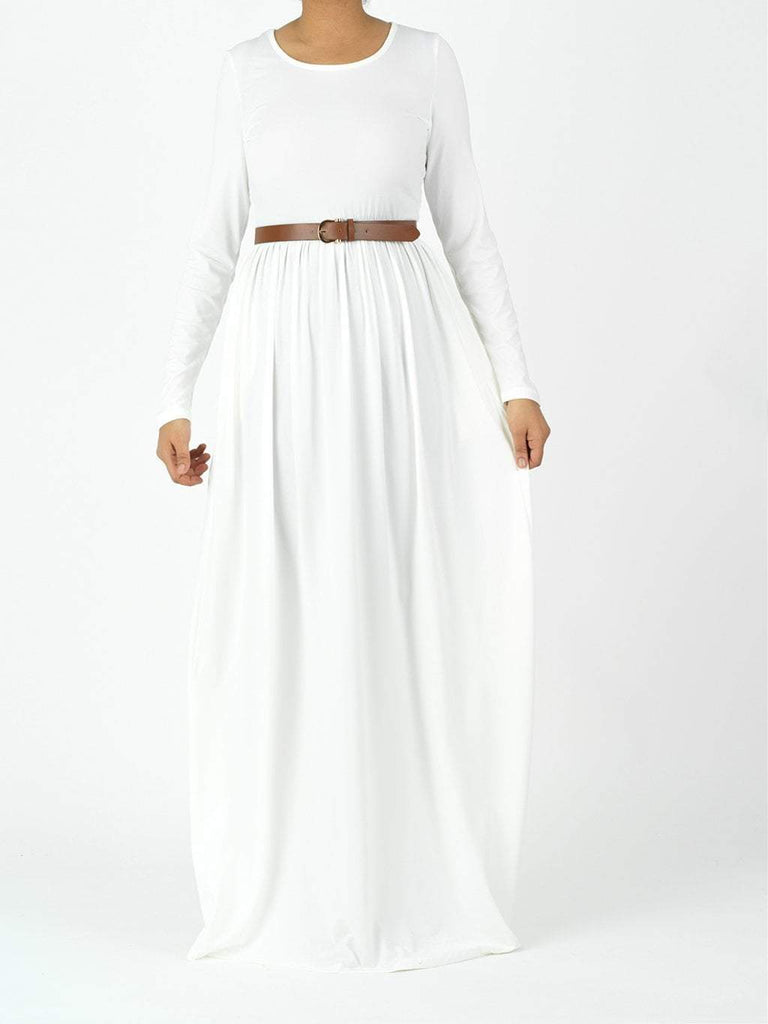 Ivory White Milk Silk Maxi Dress (SOFT) Kabayare