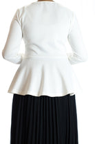Ivory Zipper Peplum Top Kabayare