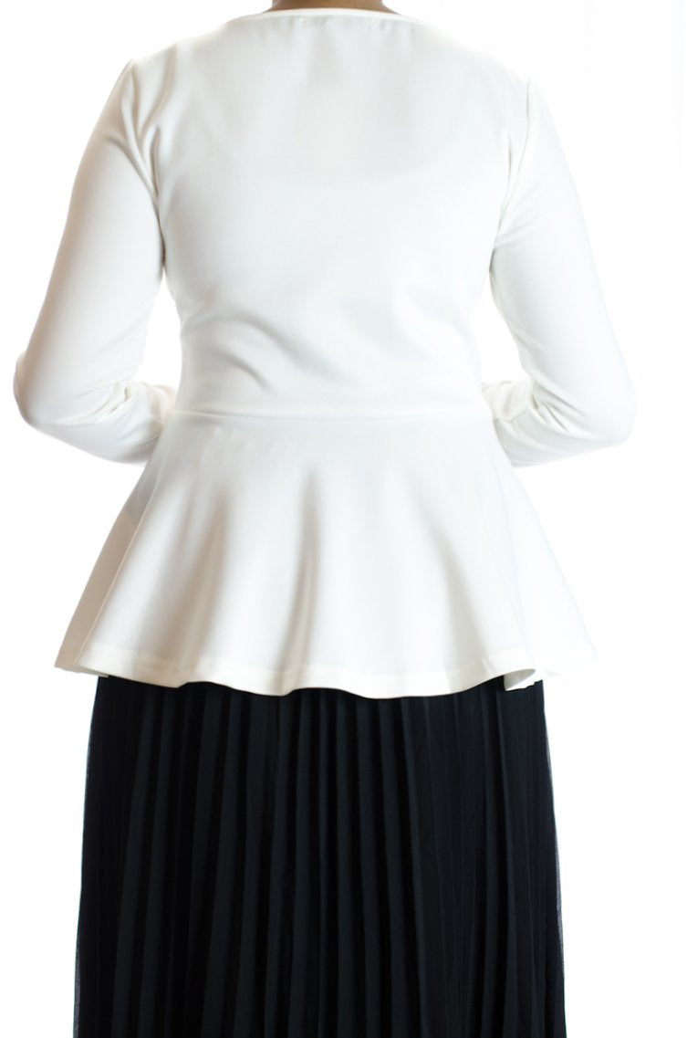 Ivory Zipper Peplum Top Kabayare