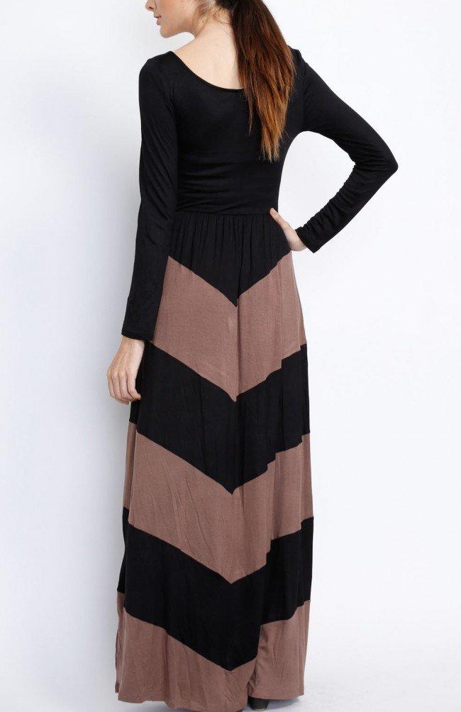 Khaki Chevron Maxi Dress Kabayare