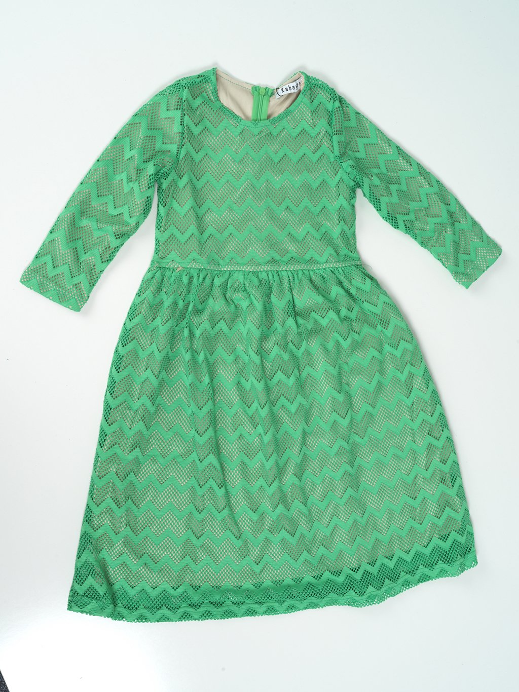 Kids Green Chevron Lace Dress Kabayare