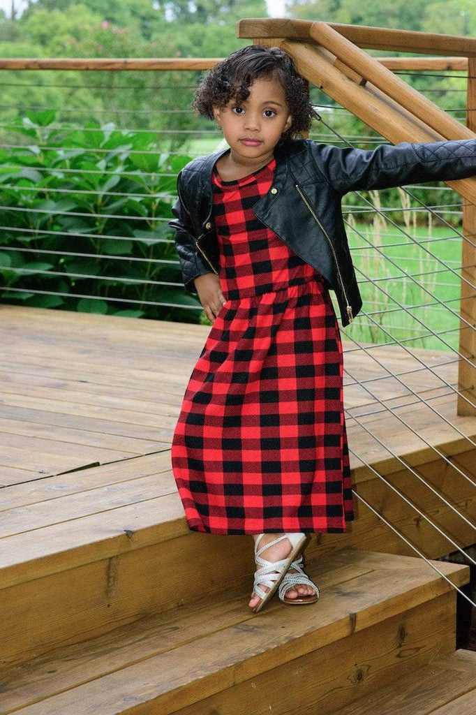 Kids Red Plaid dress Kabayare