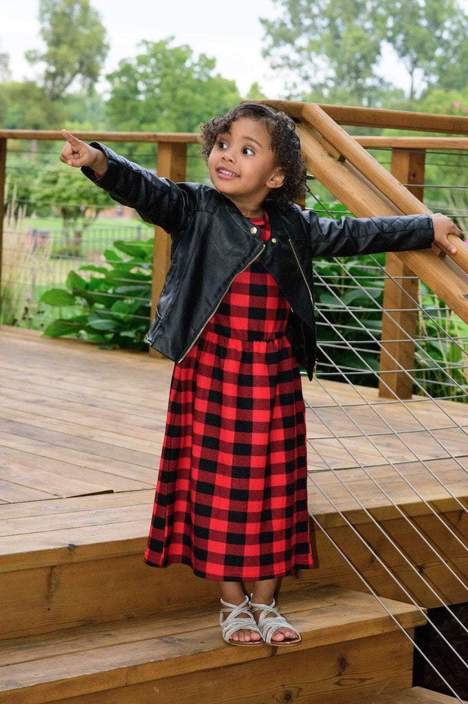 Kids Red Plaid dress Kabayare