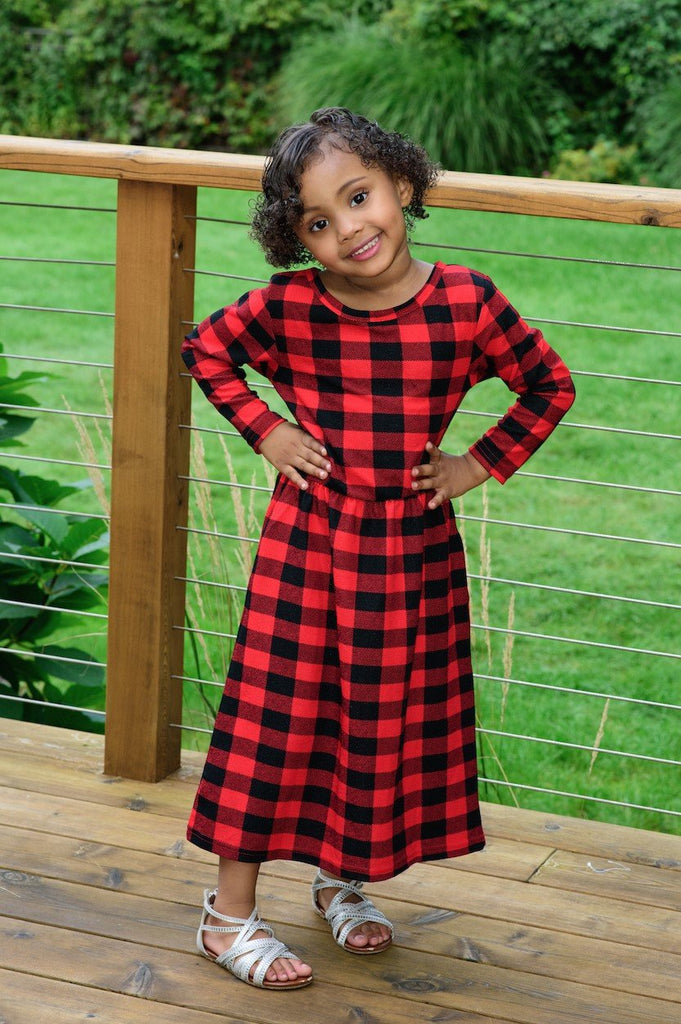 Kids Red Plaid dress Kabayare