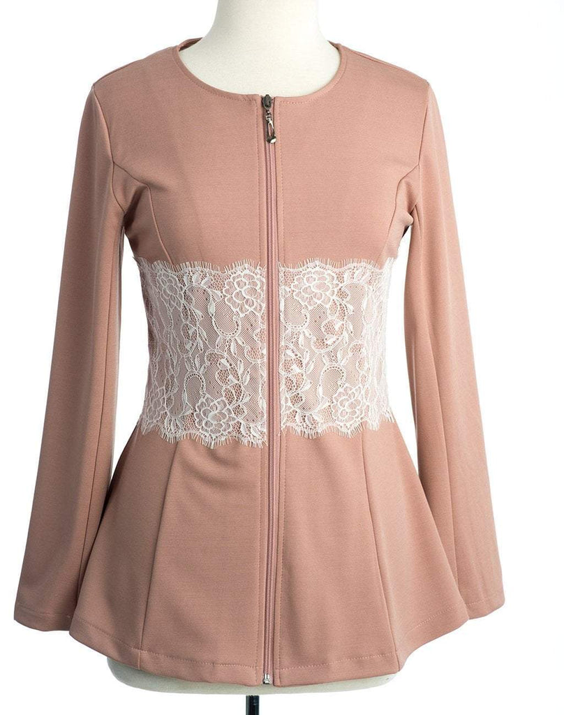 Lace Detail zipper Jacket Kabayare