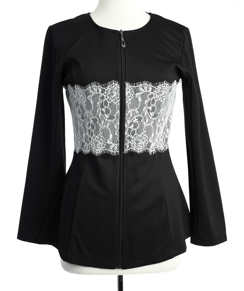 Lace Detail zipper Jacket Kabayare