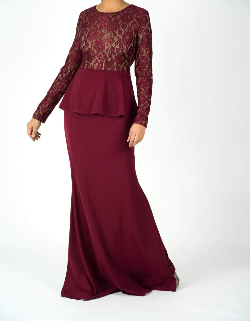 lace-top peplum maxi dress Kabayare