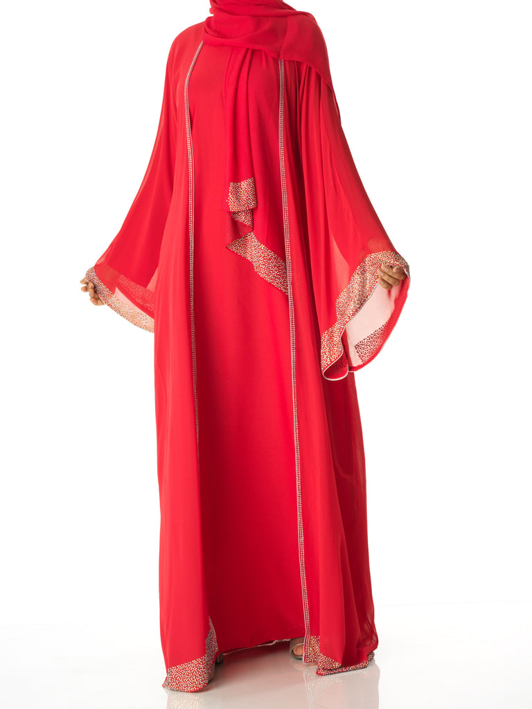 Lady in red abaya set Kabayare (6820068688050)
