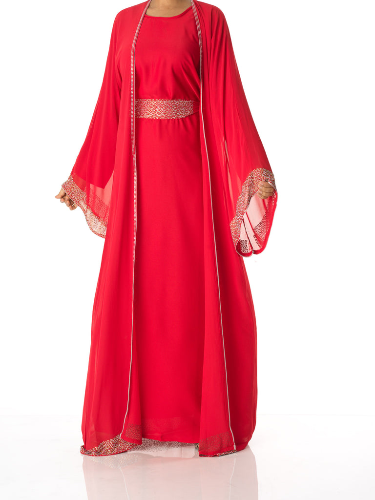 Lady in red abaya set Kabayare (6820068688050)