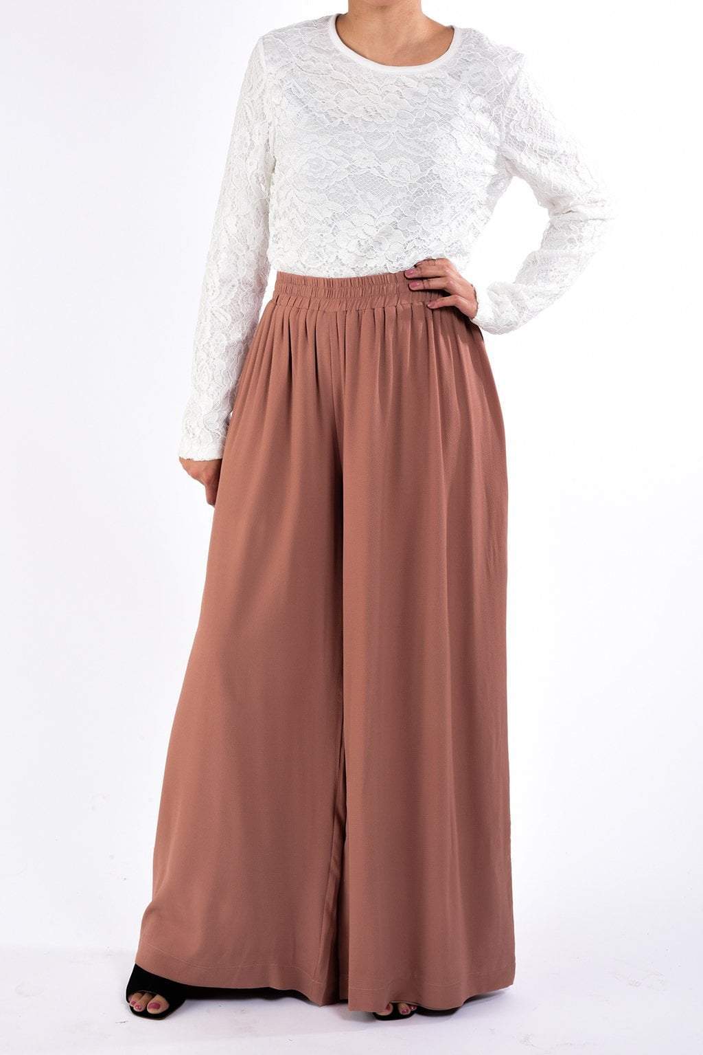 Latte-brown Wide-Leg Pants Kabayare