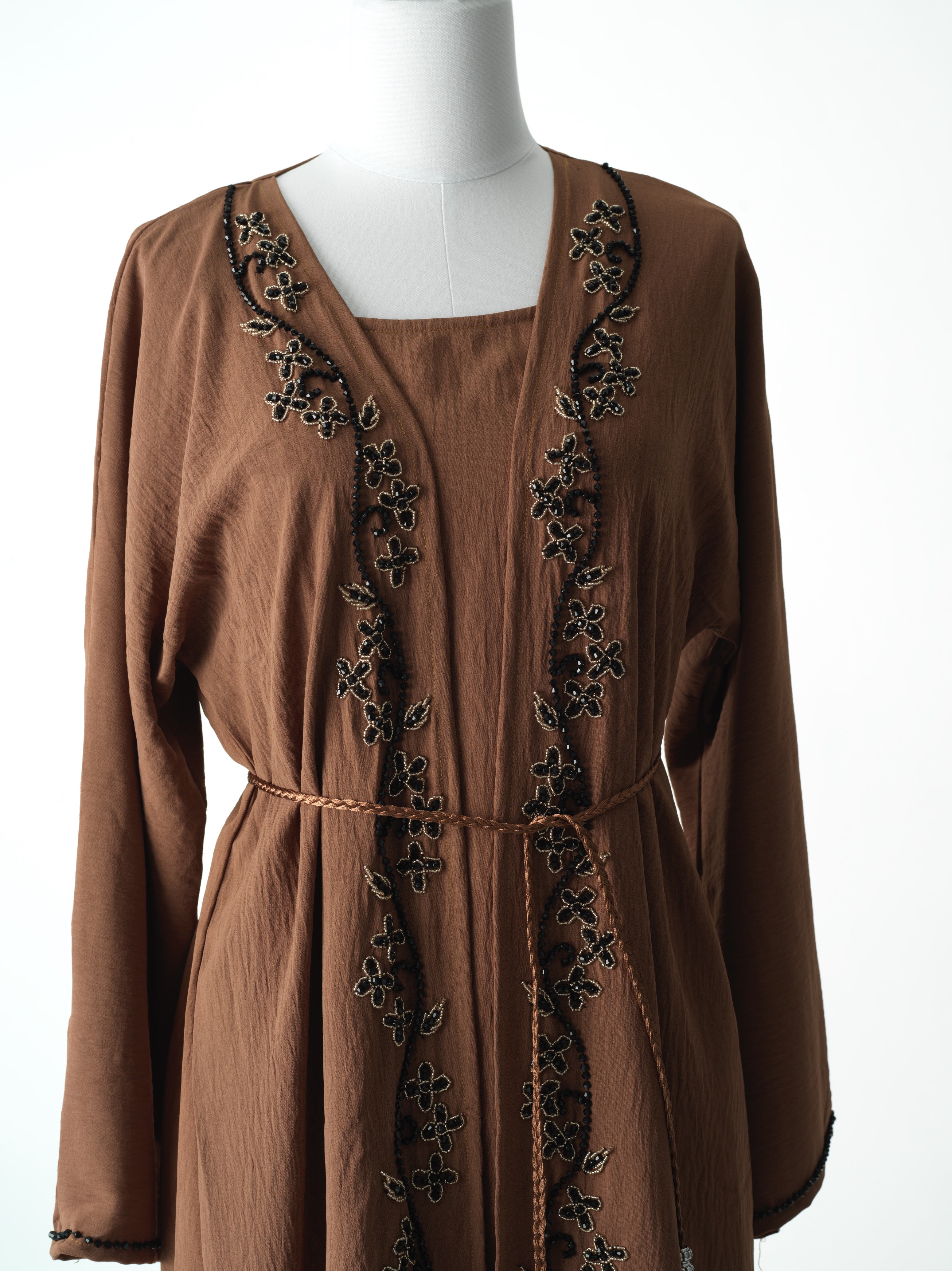 Latte lovers linen abaya Kabayare