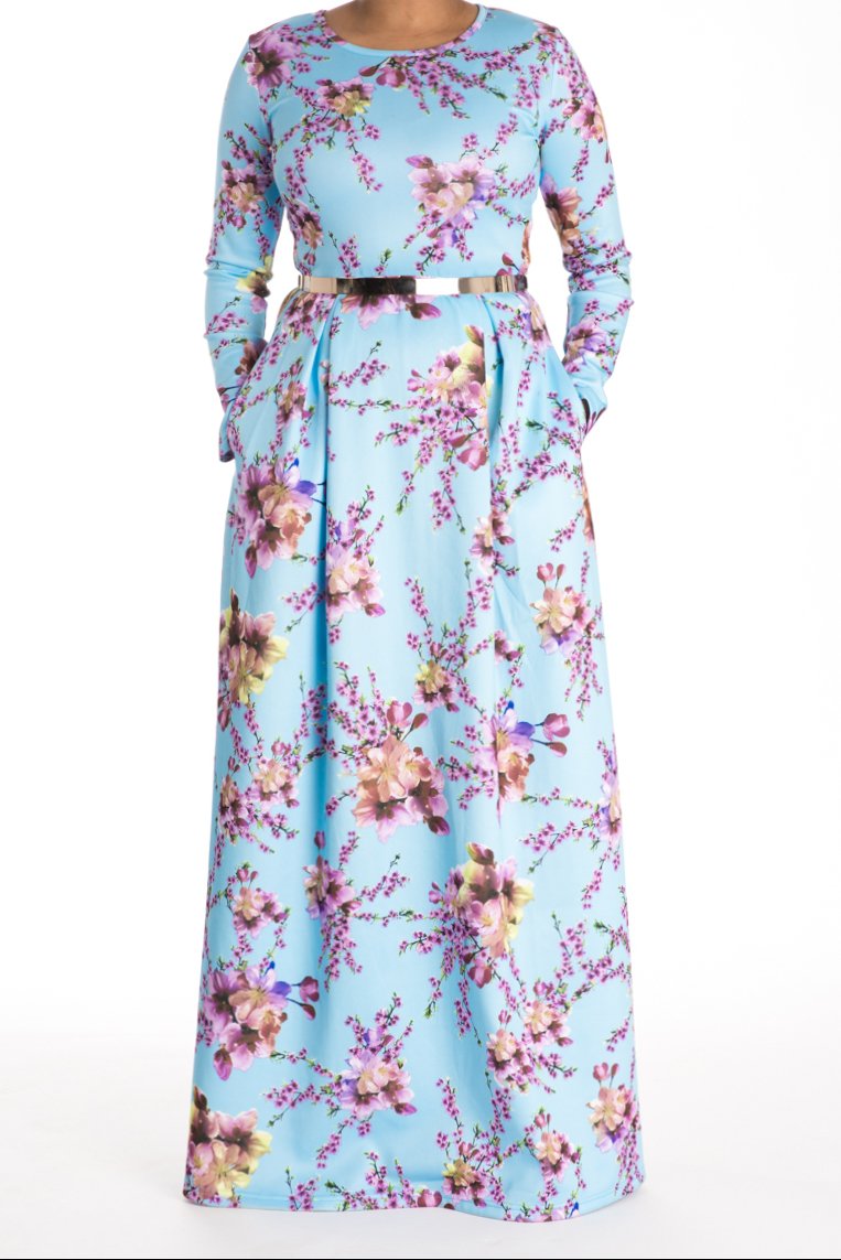 Light Blue Cherry Blossim DRESS Kabayare