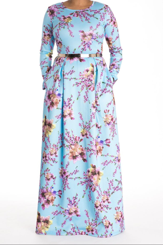 Light Blue Cherry Blossim DRESS Kabayare