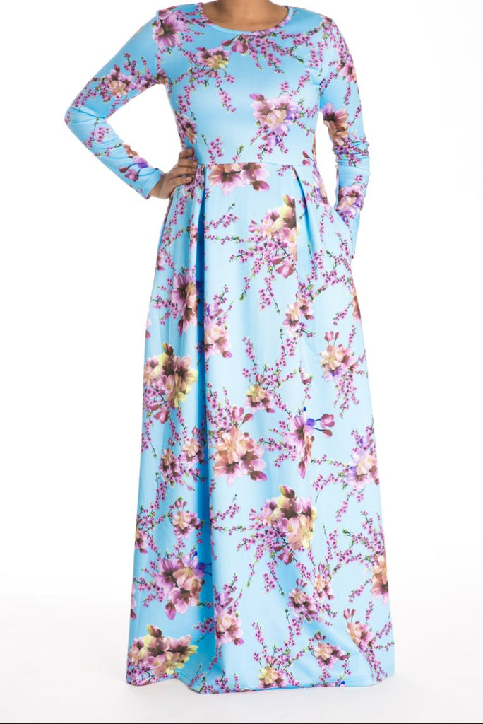 Light Blue Cherry Blossim DRESS Kabayare