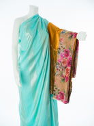 Light Blue Goden saree Dirac sets - Kabayare Fashion (5667542335637)
