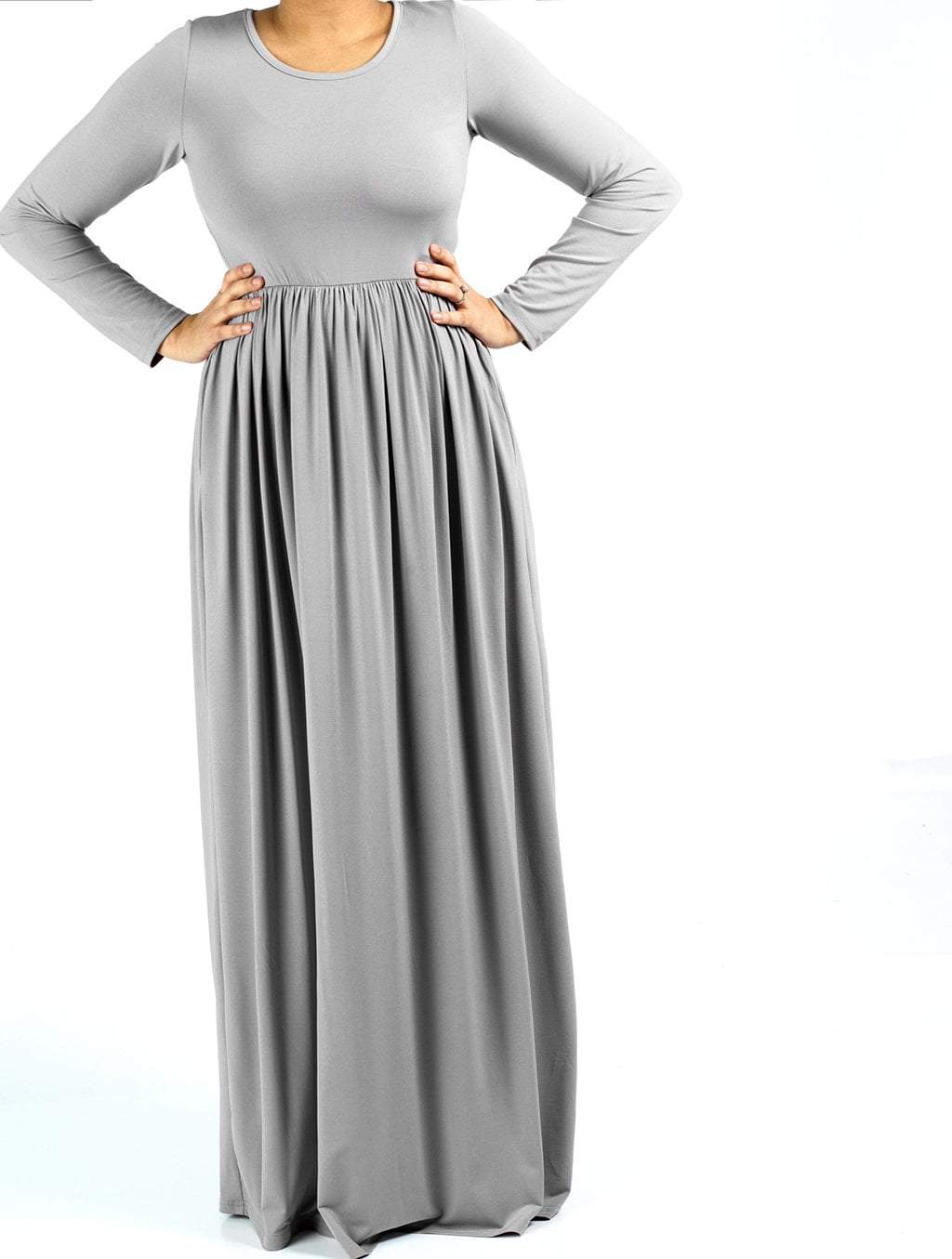 Light Gray Milk silk Maxi dress (SOFT) Kabayare