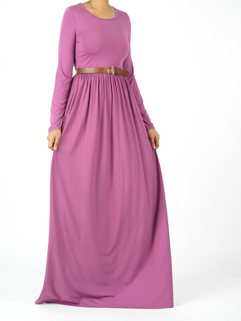 Lilac Dusty rose Milk Silk Maxi Dress / Pockets Kabayare