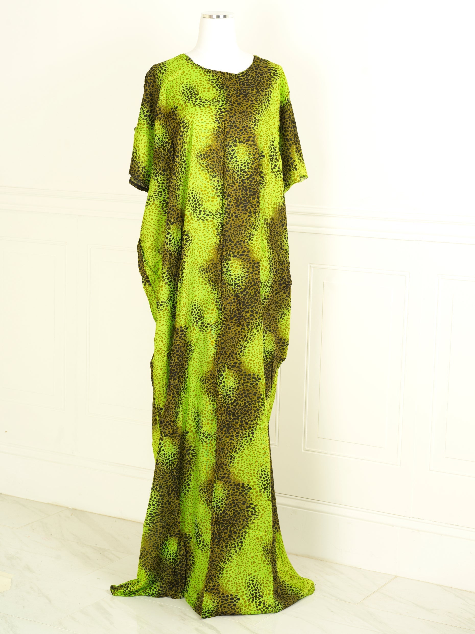 Lime cheetah print bati dress KF
