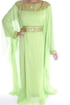 Lime Green neck Beaded Kaftan Kabayare