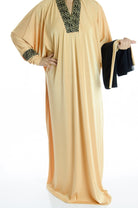 Ling Collar Embroidery Jersey Abaya Kabayare