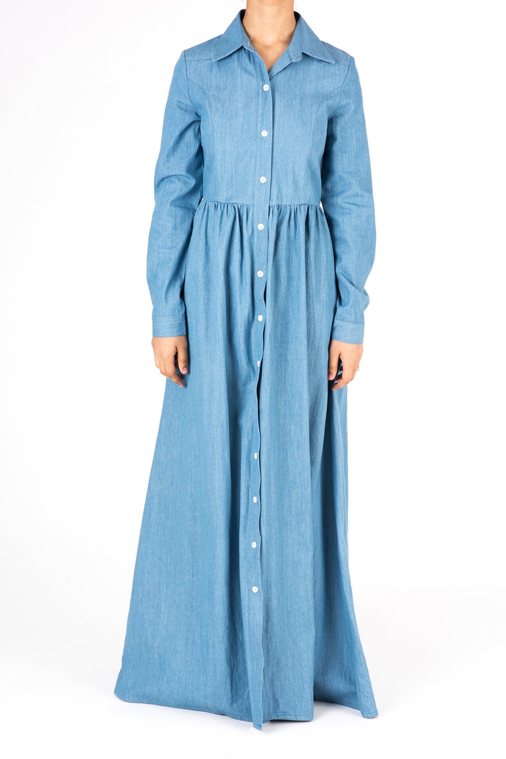 Long Sleeve Denim Maxi Dress Kabayare