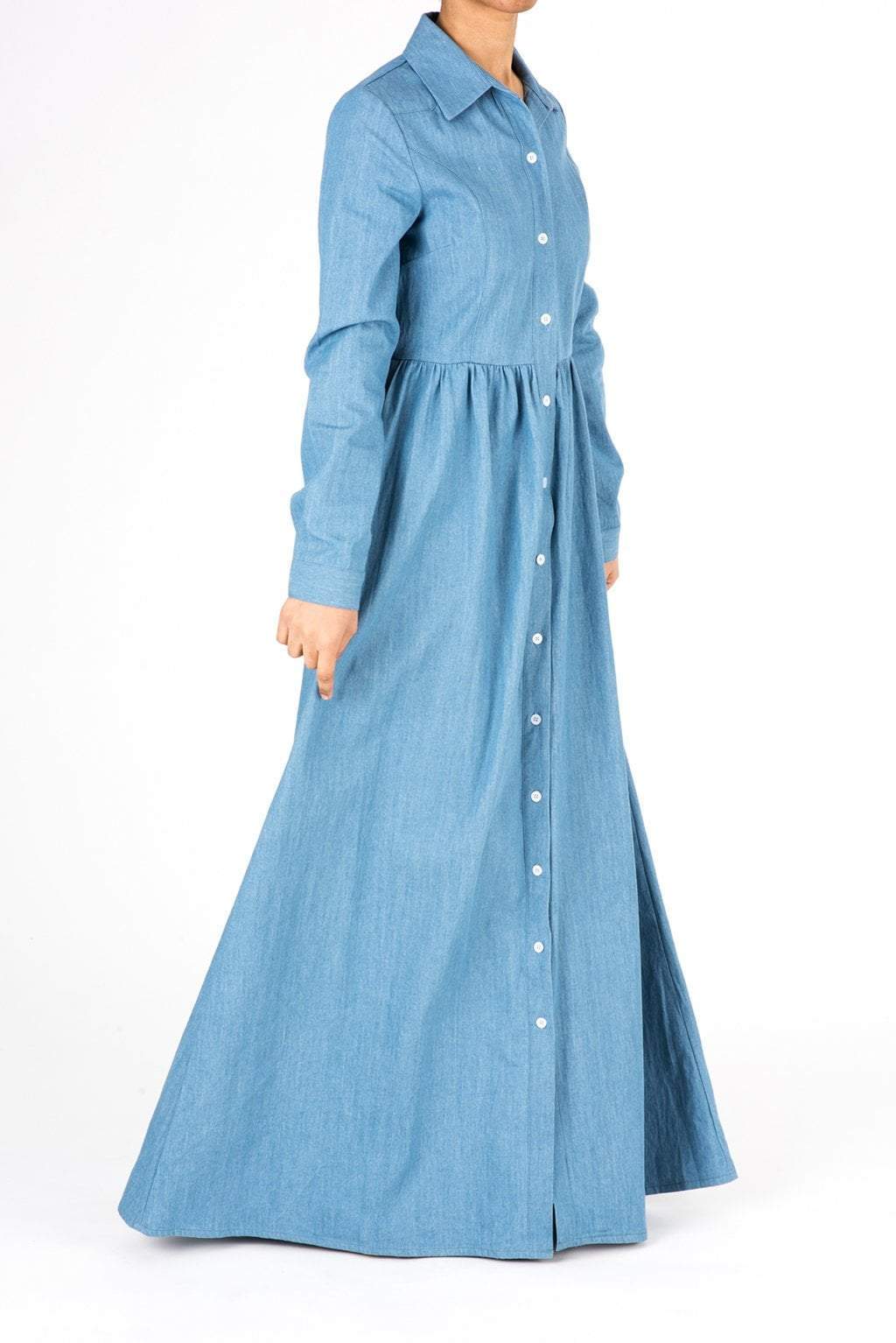 Long Sleeve Denim Maxi Dress Kabayare