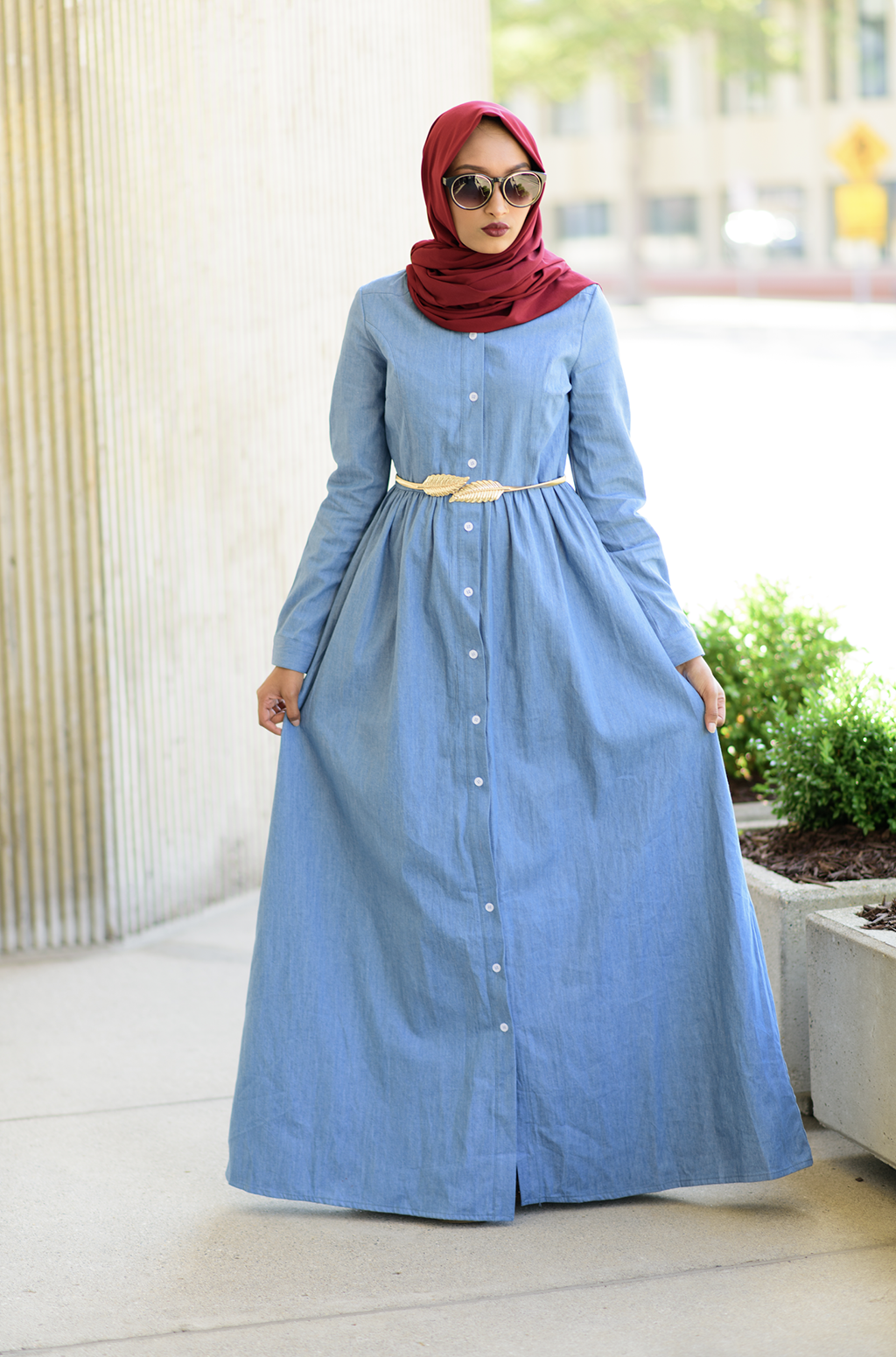 Long Sleeve Denim Maxi Dress Kabayare