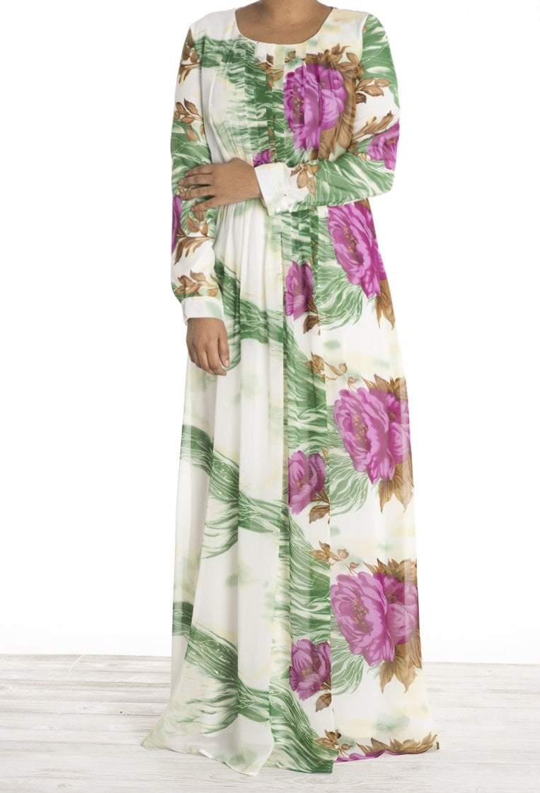 Magenta Floral chiffon dress Kabayare