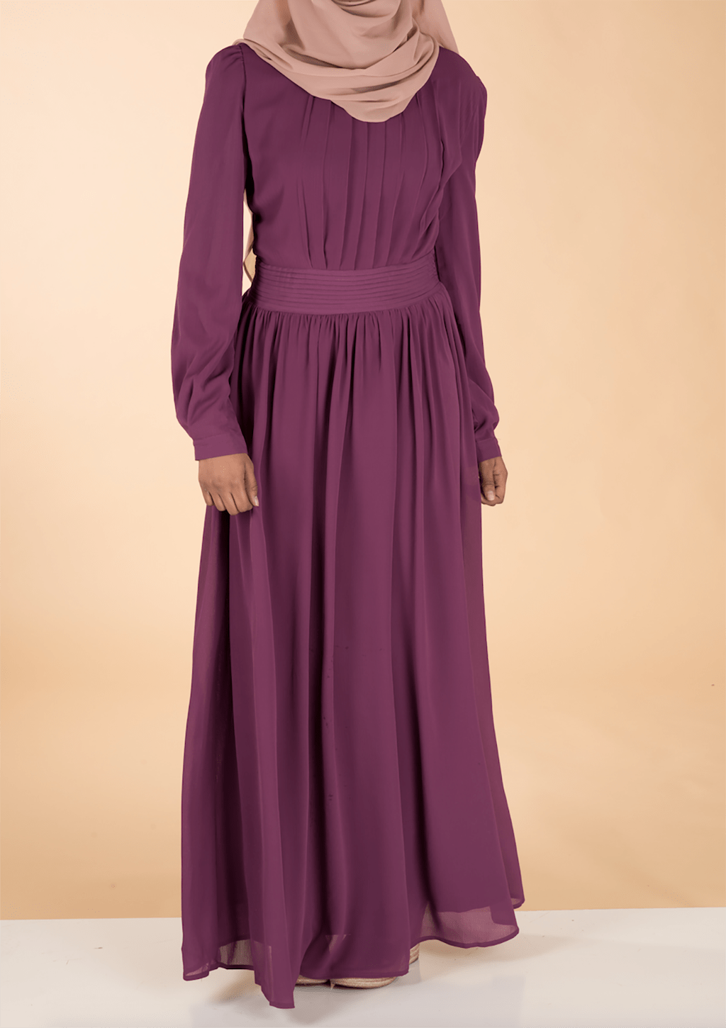 Magenta georgette chiffon dress Kabayare