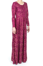 Magenta Golden floral lace dress Kabayare