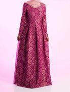 Magenta Golden floral lace dress Kabayare