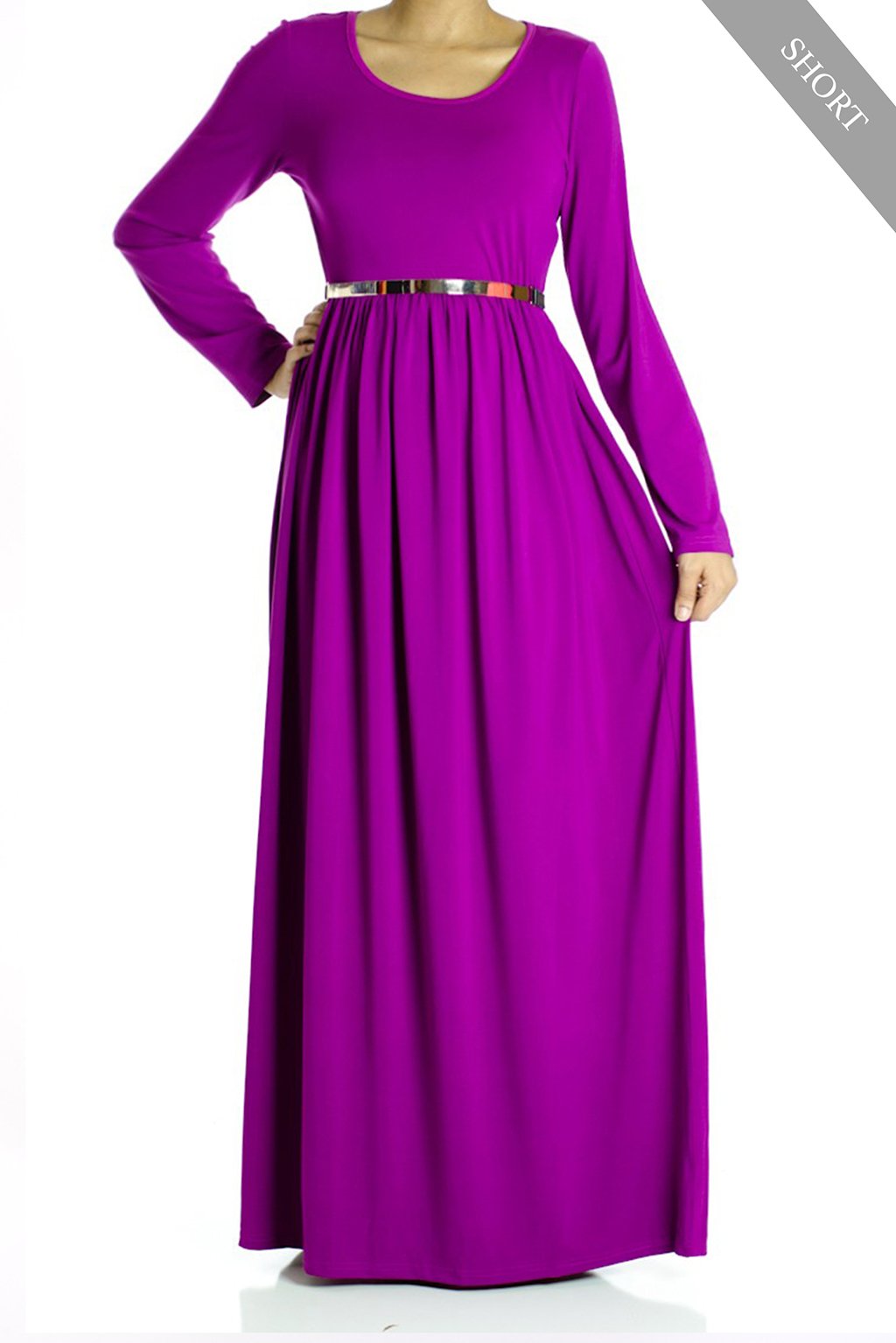Magenta Milk Silk Maxi Dress with Pockets Short Length Kabayare