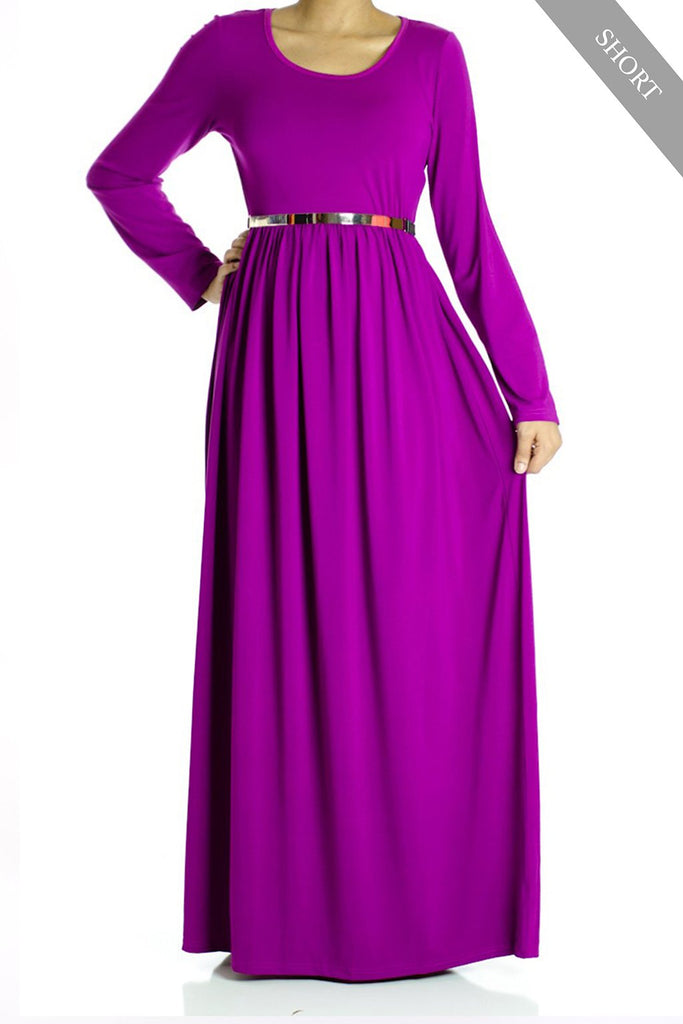Magenta Milk Silk Maxi Dress with Pockets Short Length Kabayare