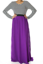 Magenta Striped Pleated maxi dress Kabayare