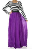 Magenta Striped Pleated maxi dress Kabayare