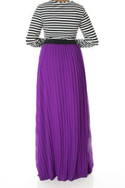 Magenta Striped Pleated maxi dress Kabayare