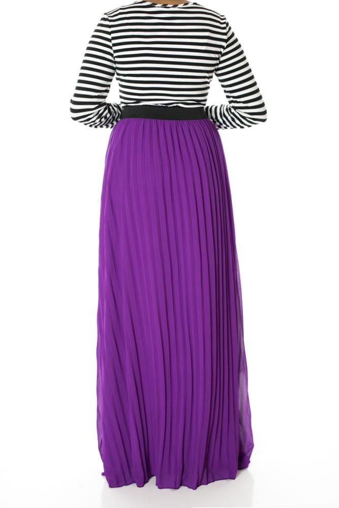 Magenta Striped Pleated maxi dress Kabayare
