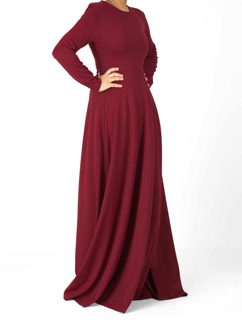 Maroon A-line Modest Maxi Dress Kabayare