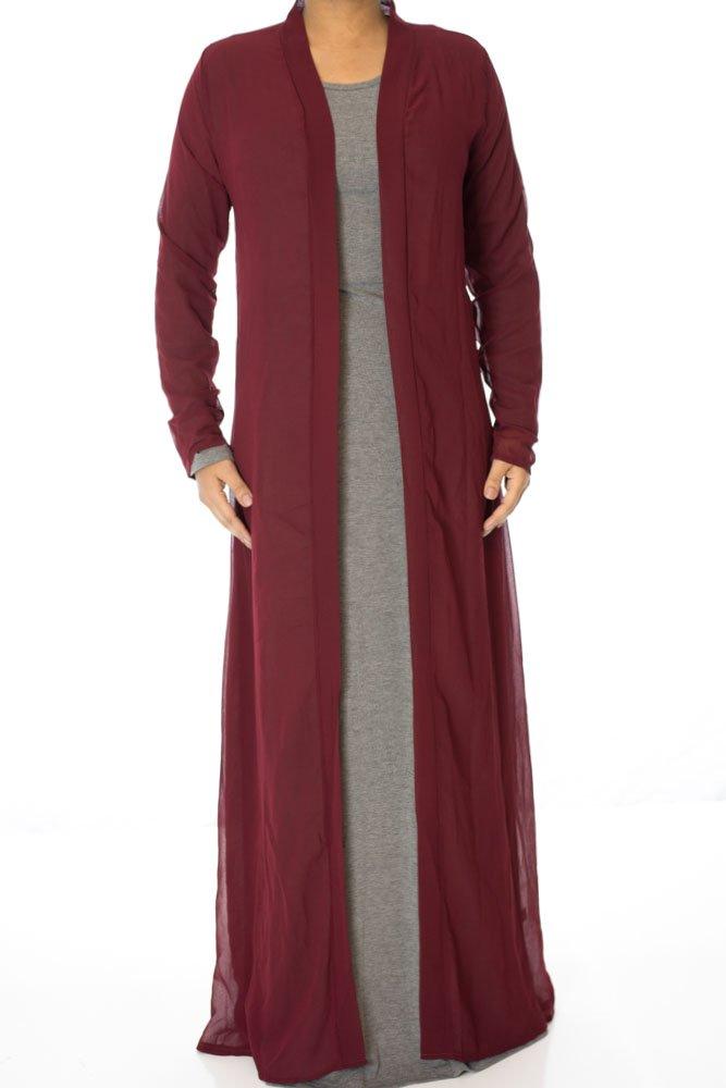 Maroon Basic Maxi Cardigan Kabayare