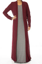 Maroon Basic Maxi Cardigan Kabayare