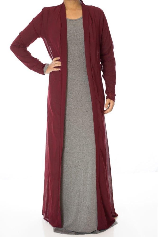 Maroon Basic Maxi Cardigan Kabayare