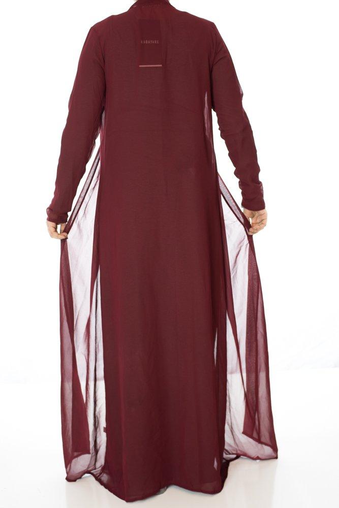 Maroon Basic Maxi Cardigan Kabayare