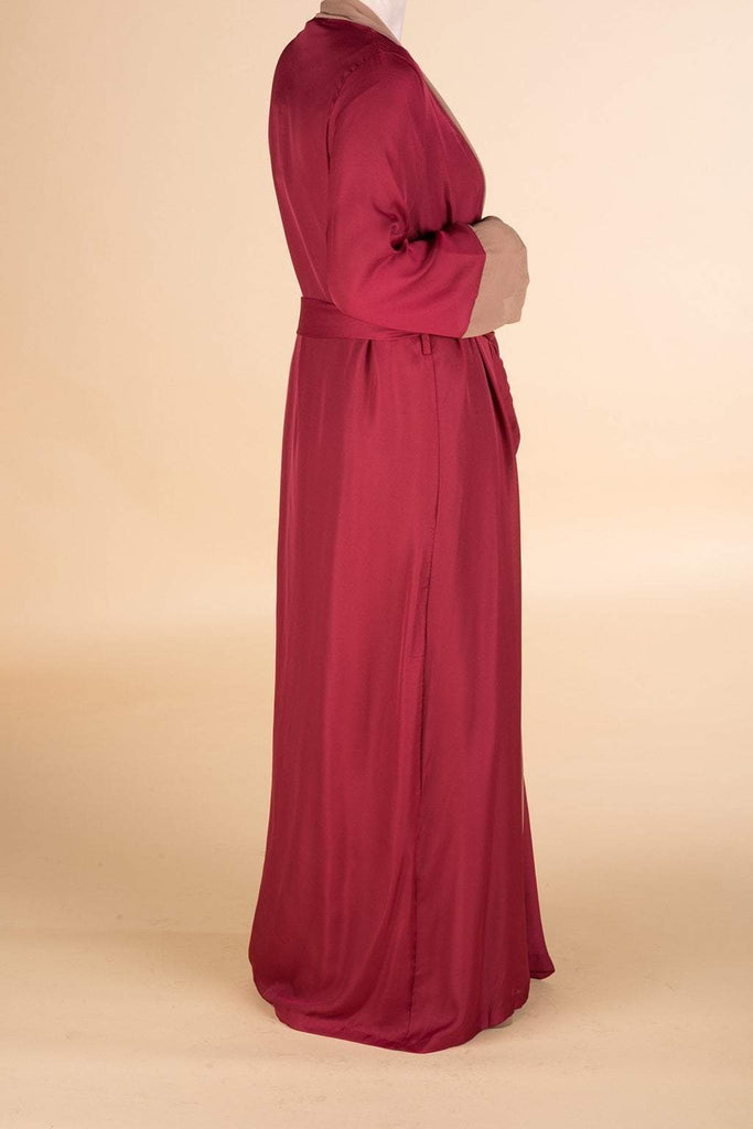 Maroon color-block Kimono Kabayare