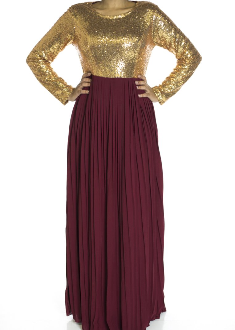 Maroon Dazzing Sequins dress Kabayare