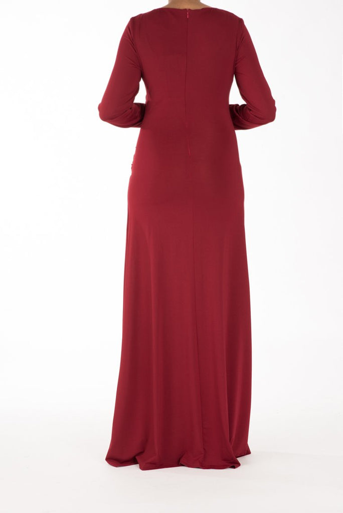 Maroon Drapes Maxi Dress Kabayare