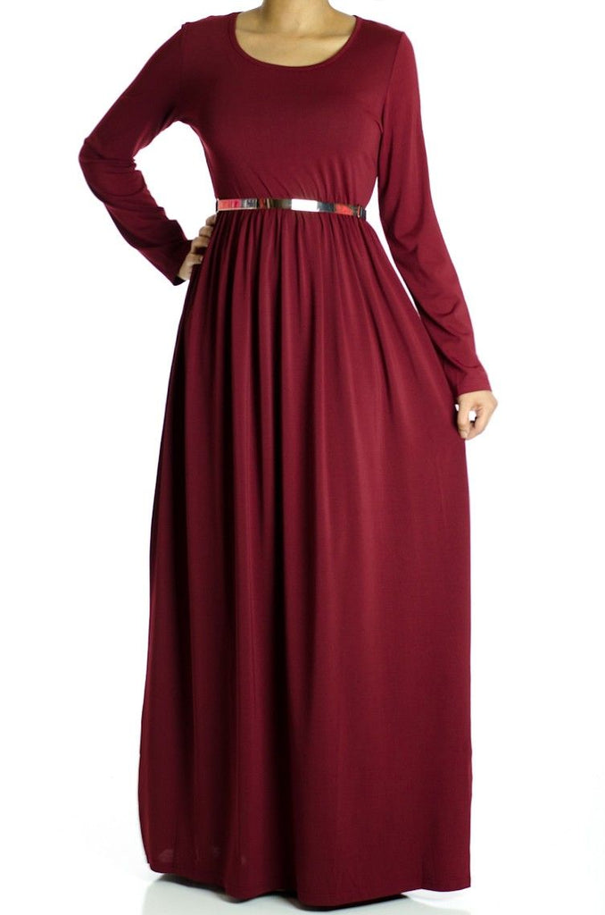Maroon Milk Silk Maxi Dress -soft Kabayare